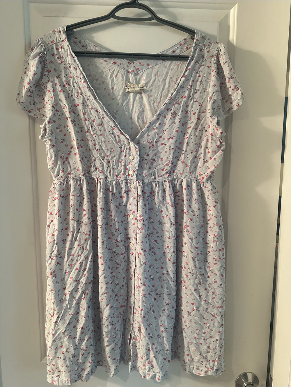 Ralph Lauren Light Blue Floral Babydoll Dress Large